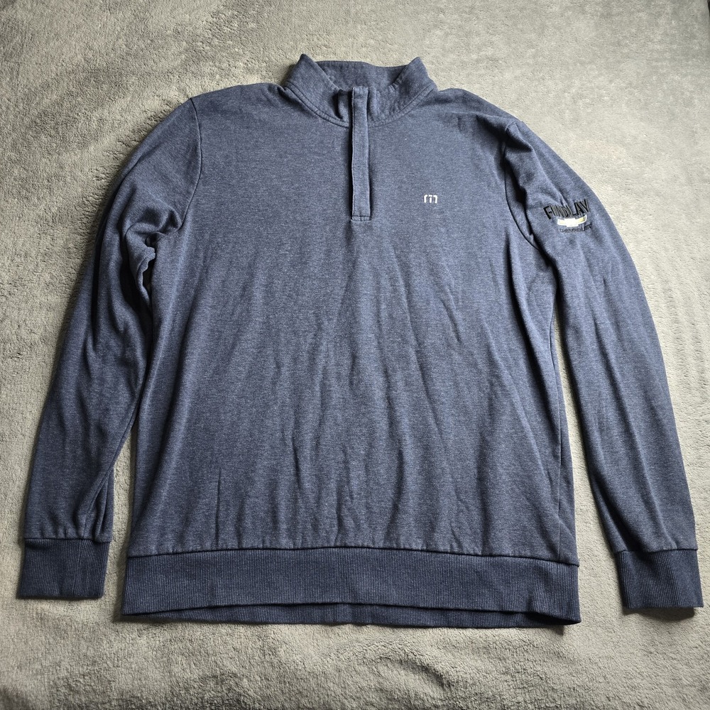 Travis Mathew 1/4 Zip Mens L Blue Pullover Golf Fleece Lined Soft Chevrolet